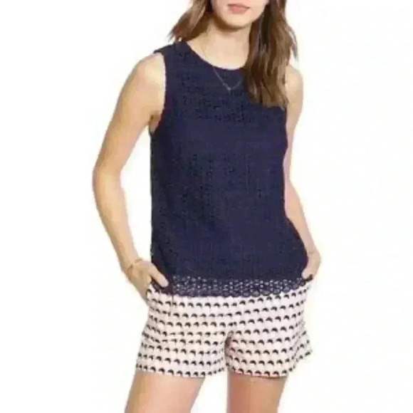 Merona Women’s Navy Lace Sleeveless Blouse - Size XL - Picture 1 of 14
